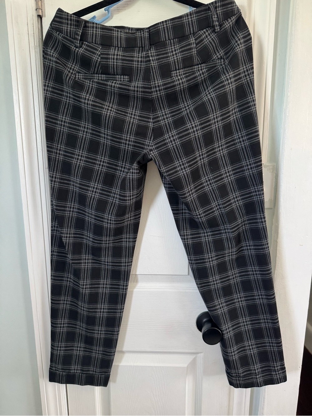 womens Black Plaid Stretch Dress Pants